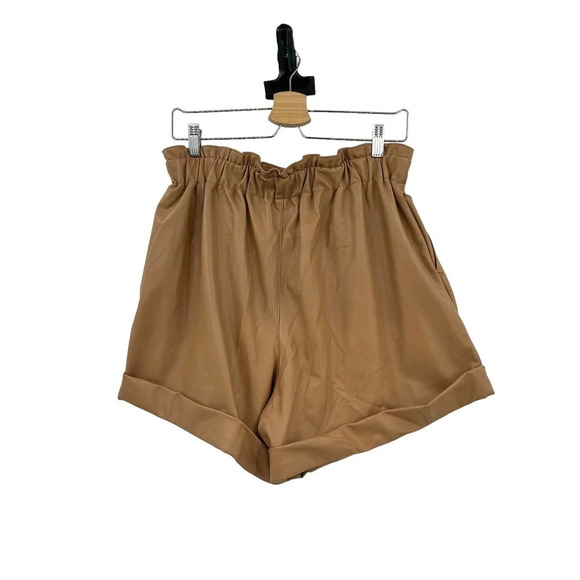 Abercrombie and Fitch Shorts Faux‎ Vegan Leather High Waist Camel Tan Size Large - Picture 6 of 12